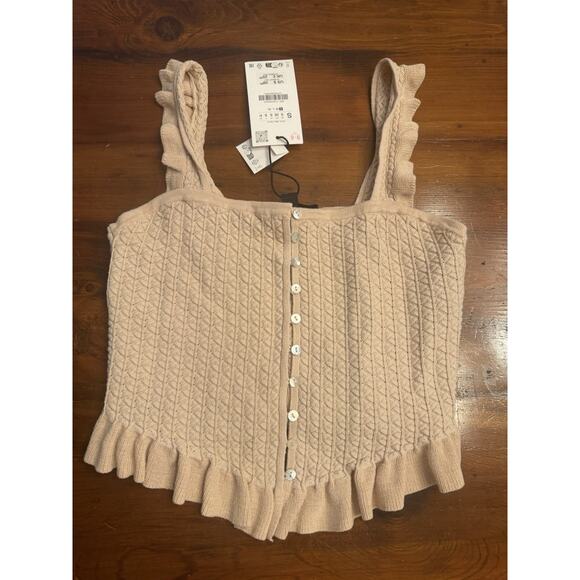 Zara knit corset top Sleeveless Beige Sz Small NWT - Picture 4 of 7